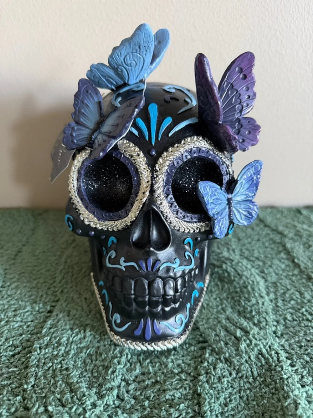 Bella Luxx Halloween Skull 💀 Black Purple & Blue Butterfly 🦋 So Pretty! NEW!